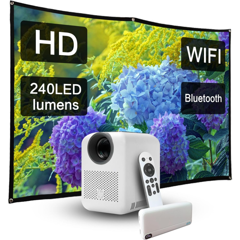 HP SMART PROJECTOR CC180W PROMO 2IN1, BUNDLE WITH 84″ FOLDABLE SCREEN