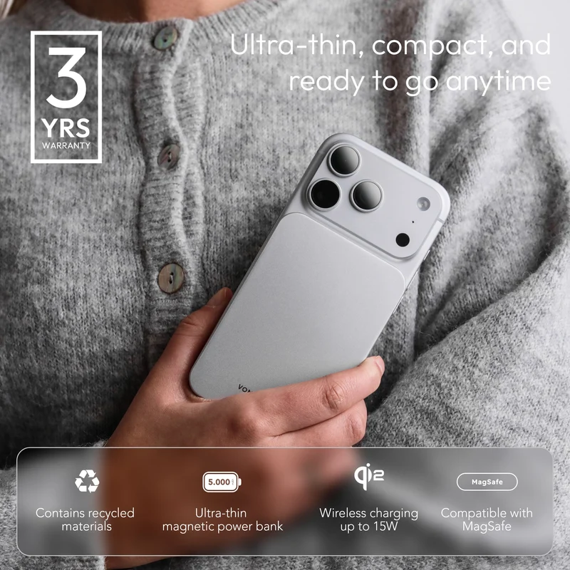 Evergreen Mag_5.000 mAh_White_The magnetic power bank